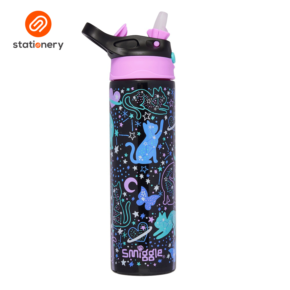 Smiggle Wild Side Insulated Stainless Steel Flip Drink Bottle 520Ml B