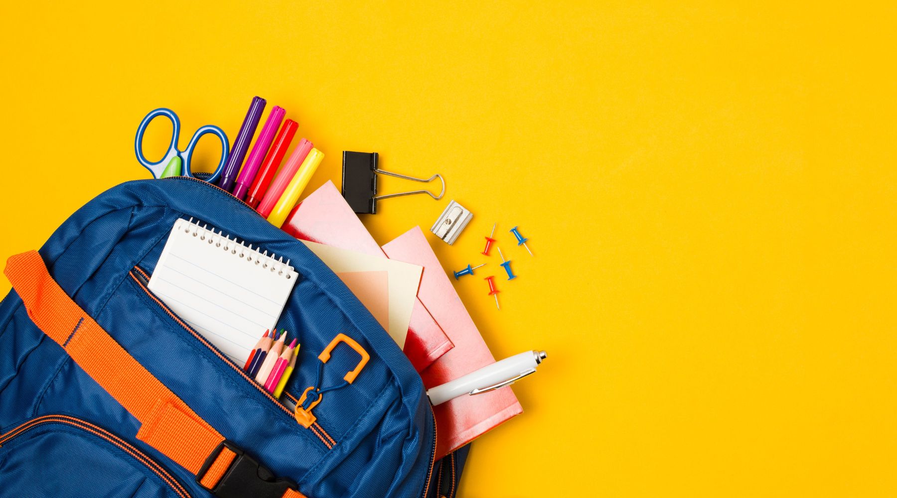 school bag with supplies