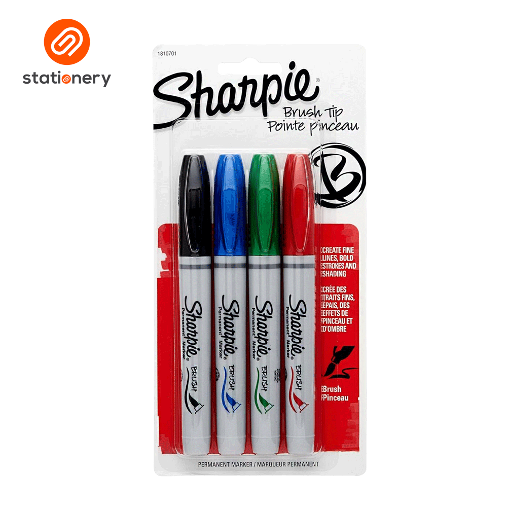 Sharpie Brush Tip Permanent Markers - 4 Colors