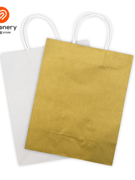 10's Bleach Kraft Bag Silver/Gold 130gsm - 26x12x33cm (Large)