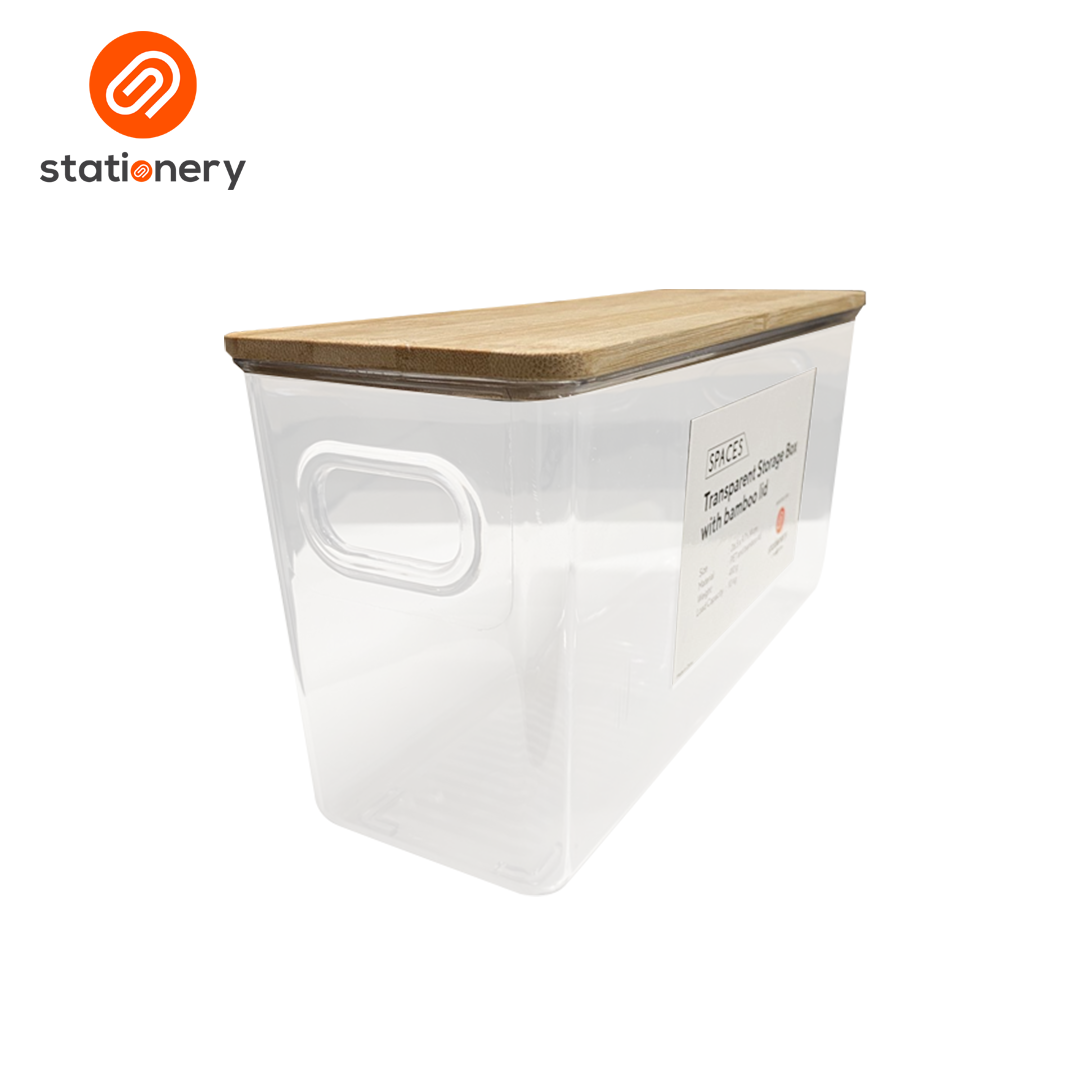 Spaces Transparent Storage Box with Wooden Lid