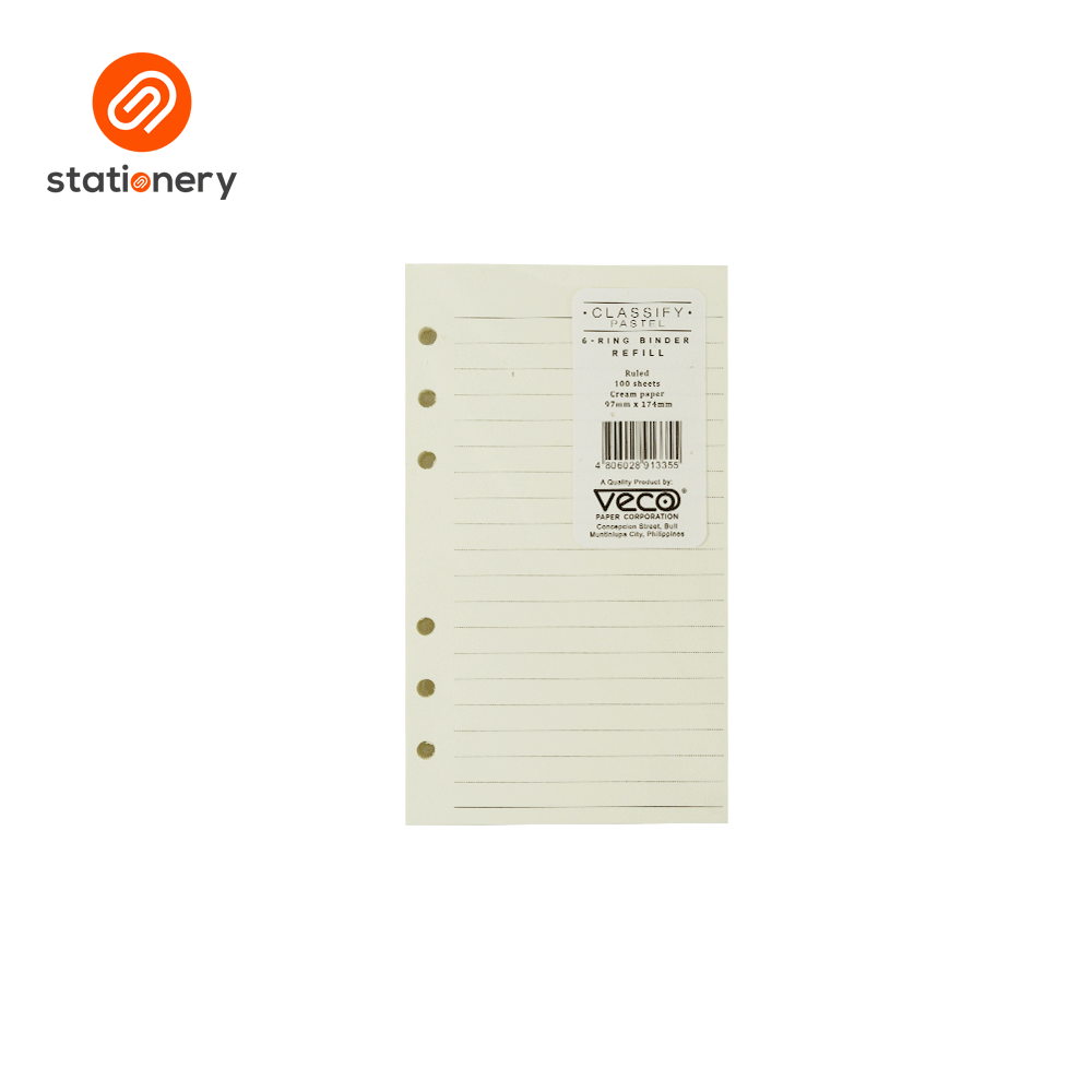 Veco Classify 6-ring Binder Refill Set 100lvs 4x7 inches