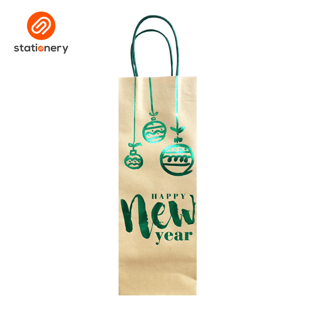 Christmas Kraft Bag Wine Print – SM Stationery - Main Image