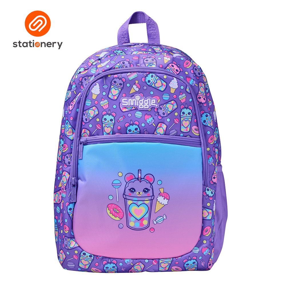 Smiggle Wonder World Classic Lite Backpack Lilac SM Stationery