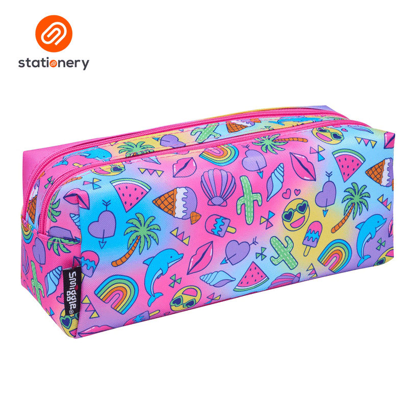 Smiggle Wonder World Twin Zip Pencil Case - Mix-zoom-