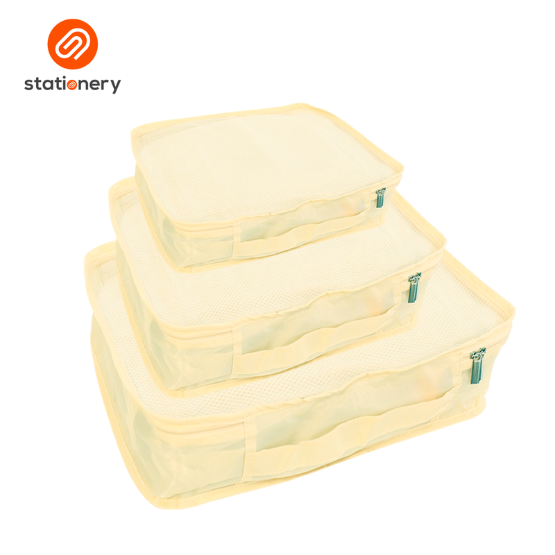 Explore Packing Cubes Travel Organizer Pack of 3 - Beige-zoom-