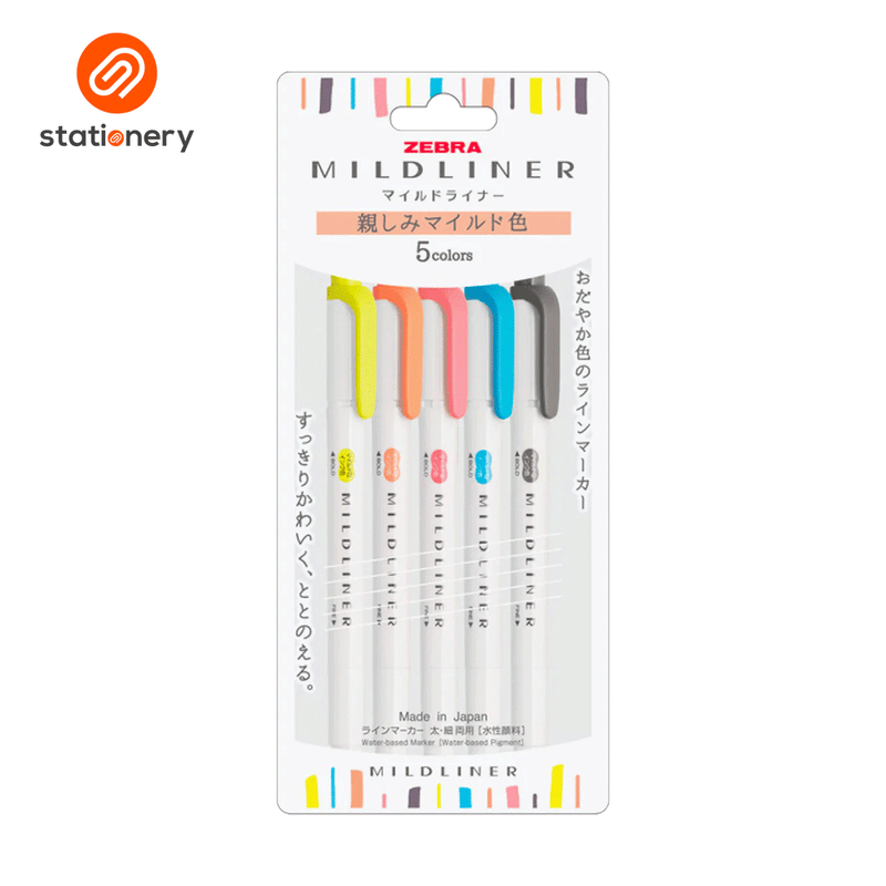 Zebra Mildliner Dual Tip Highlighter 5 Color Set WKT7-N-5C (Friendly Color Set)-zoom-
