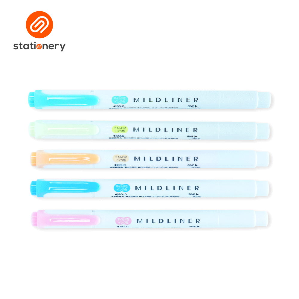 Zebra Mildliner Dual Tip Highlighter 5 Color Set WKT7-5C (Fluorescent Color Set)