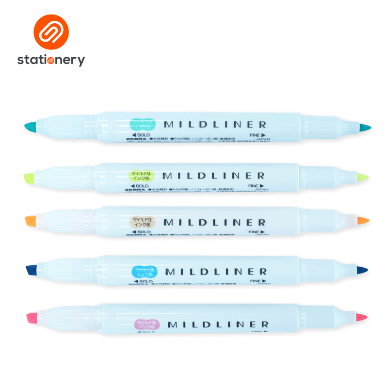Zebra Mildliner Dual Tip Highlighter 5 Color Set WKT7-5C (Fluorescent Color Set)-zoom-