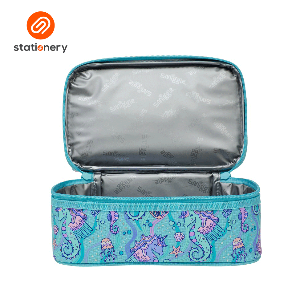 Smiggle Epic Adventures Double Decker Lunchbox Aqua SM Stationery