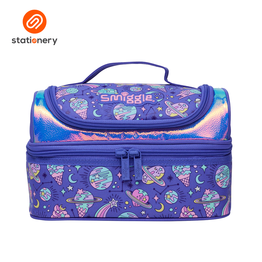 Smiggle Epic Adventures Double Decker Lunchbox Purple SM Stationery