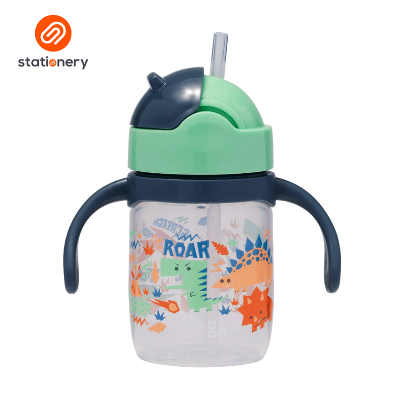 Smiggle Over And Under Teeny Tiny Plastic Sippy Bottle 230mL - Grey-zoom-