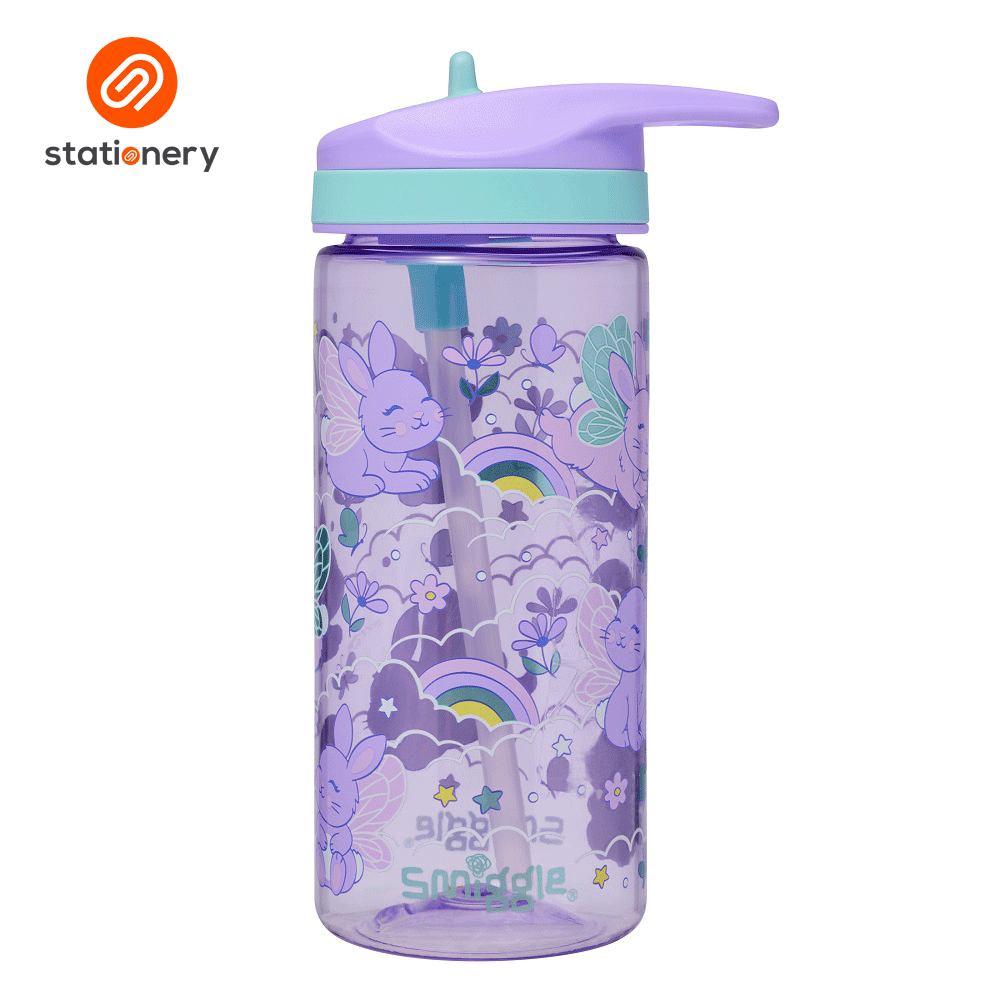 Smiggle Blast Off Junior Plastic Drink Bottle 440mL - Lilac-1