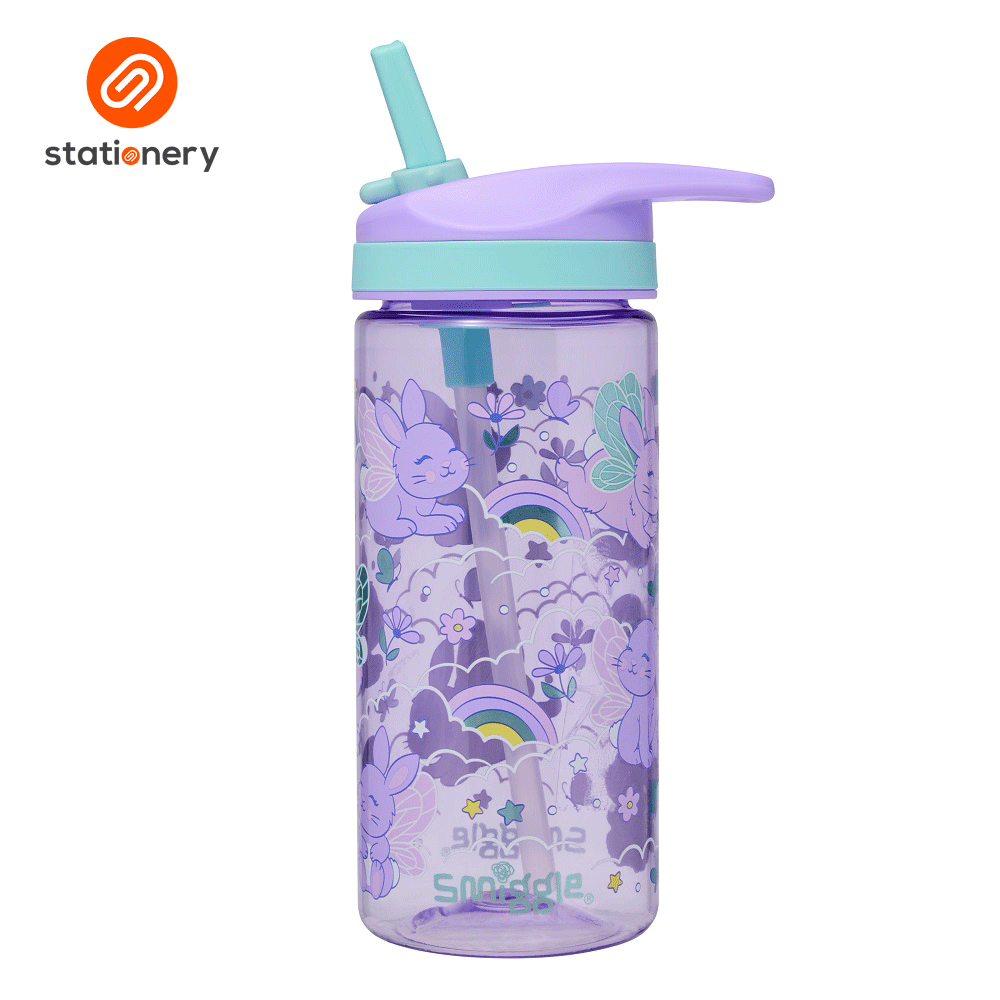 Smiggle Blast Off Junior Plastic Drink Bottle 440mL - Lilac-2
