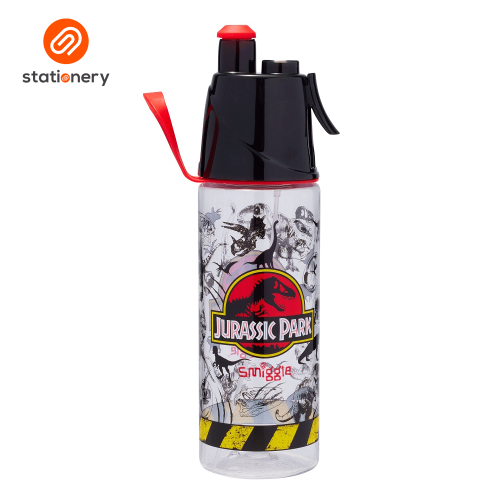 Smiggle Jurassic Park Spritz Plastic Drink Bottle 560mL - Black
