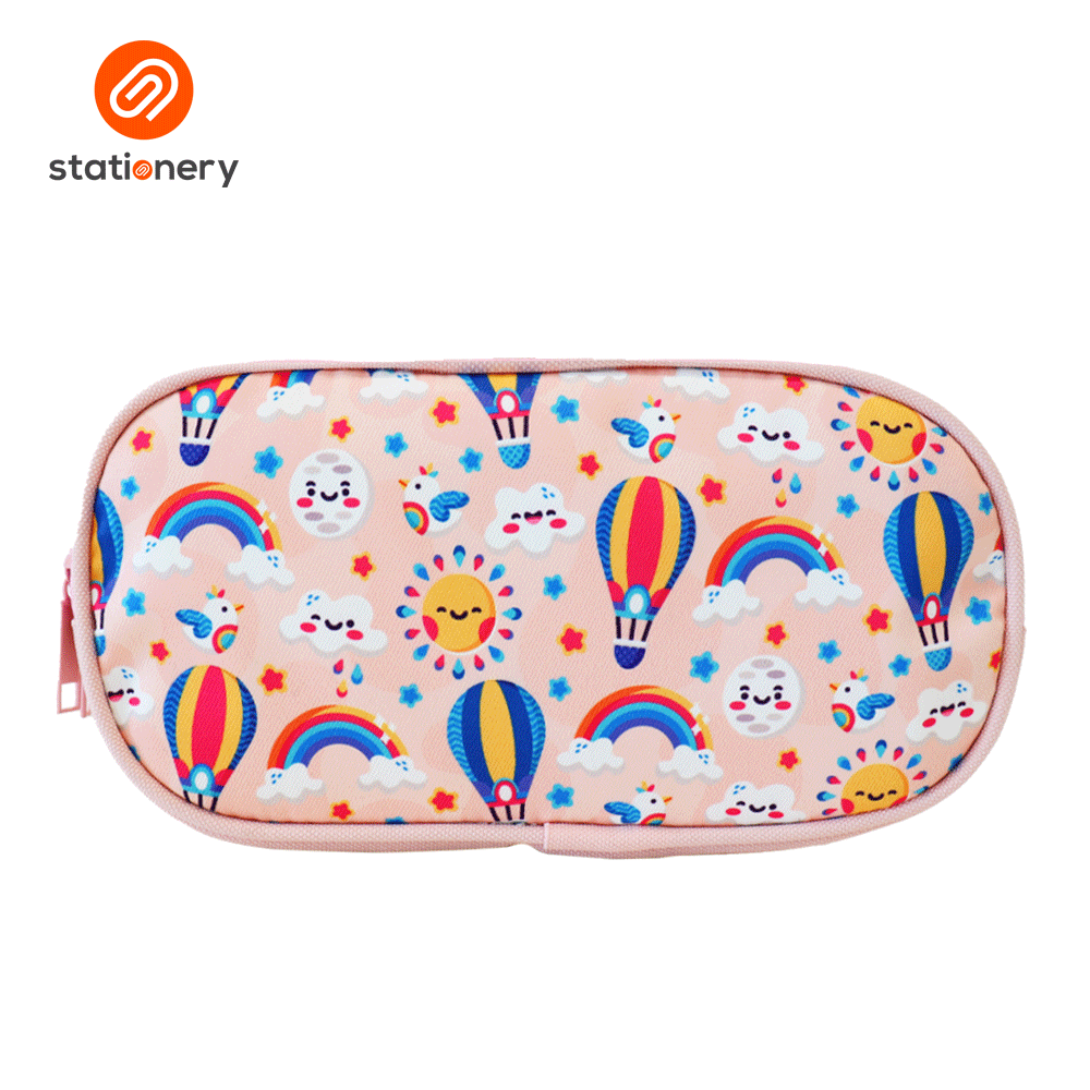 Oval Pencil Case with 2 Zippers-1