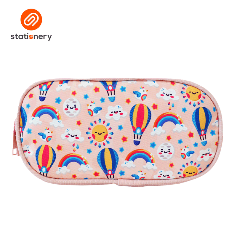 Oval Pencil Case with 2 Zippers-zoom-
