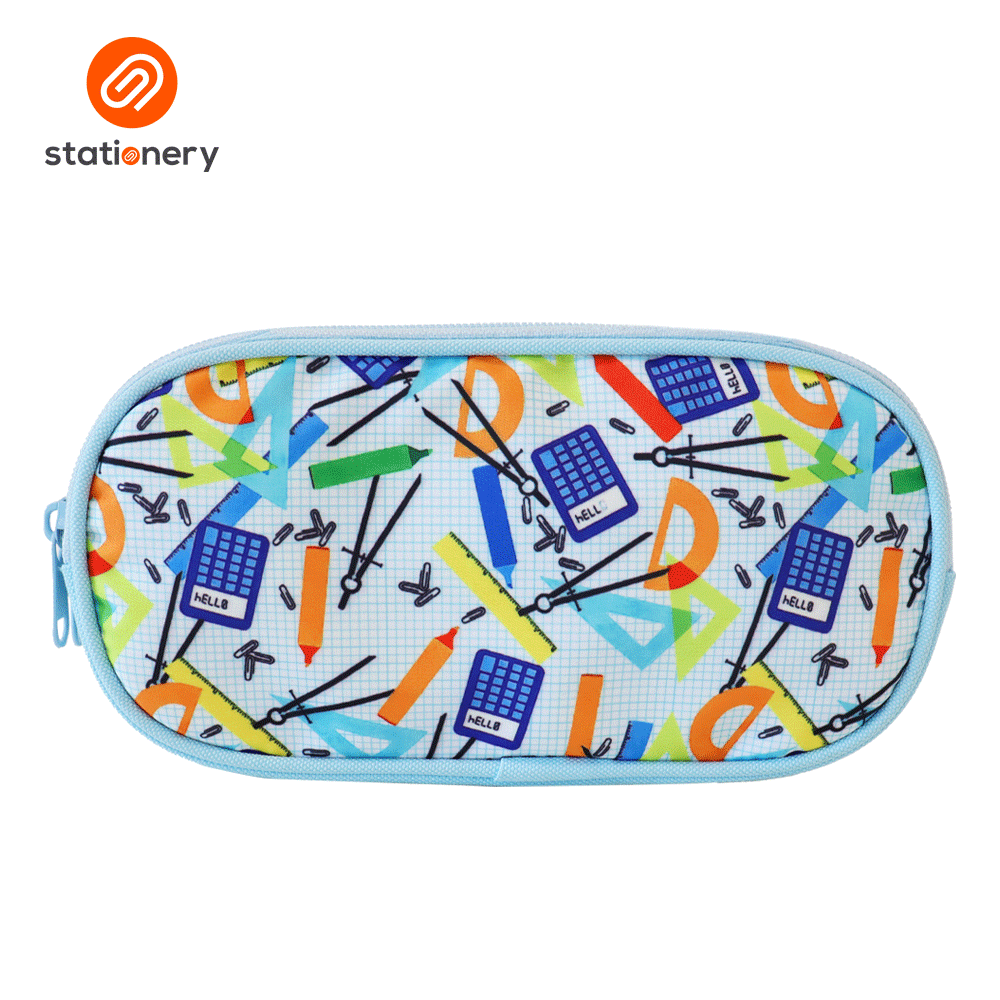 Oval Pencil Case with 2 Zippers
