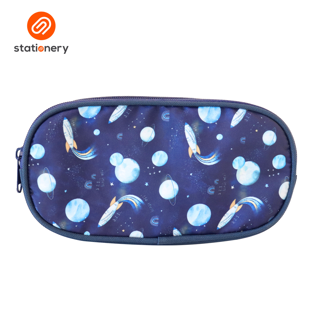 Oval Pencil Case with 2 Zippers-4