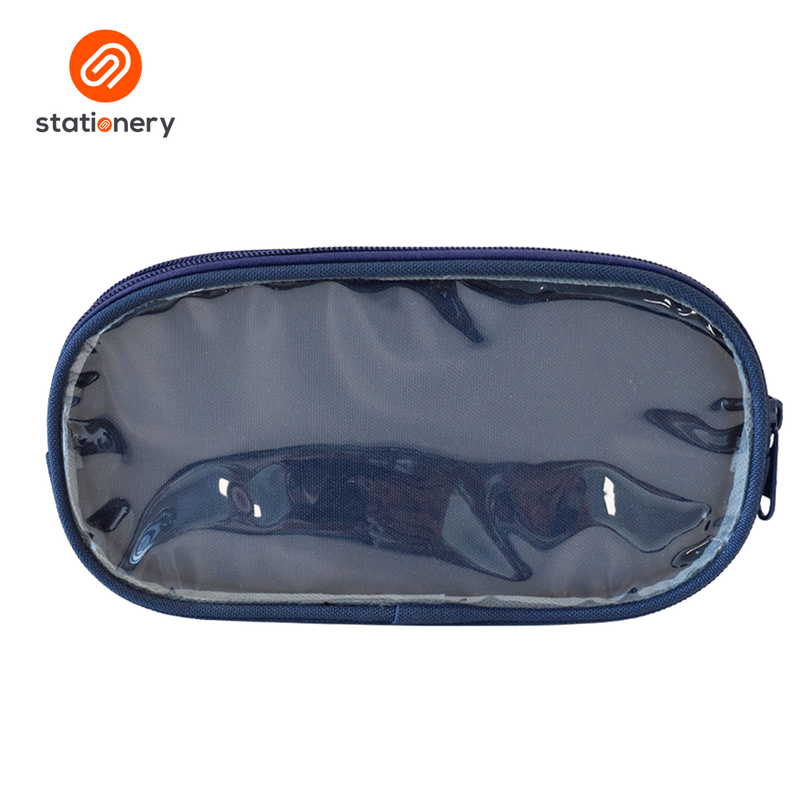 Oval Pencil Case with 2 Zippers-zoom-