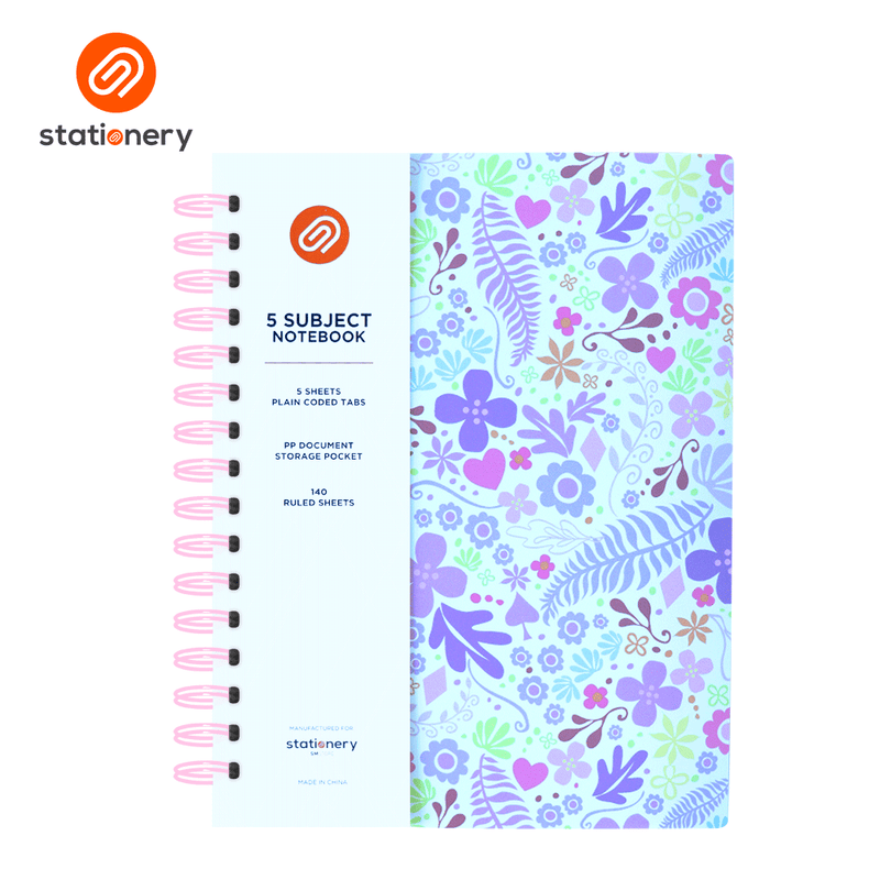 5 Subject Notebook PP with Pouch - Floral-zoom-