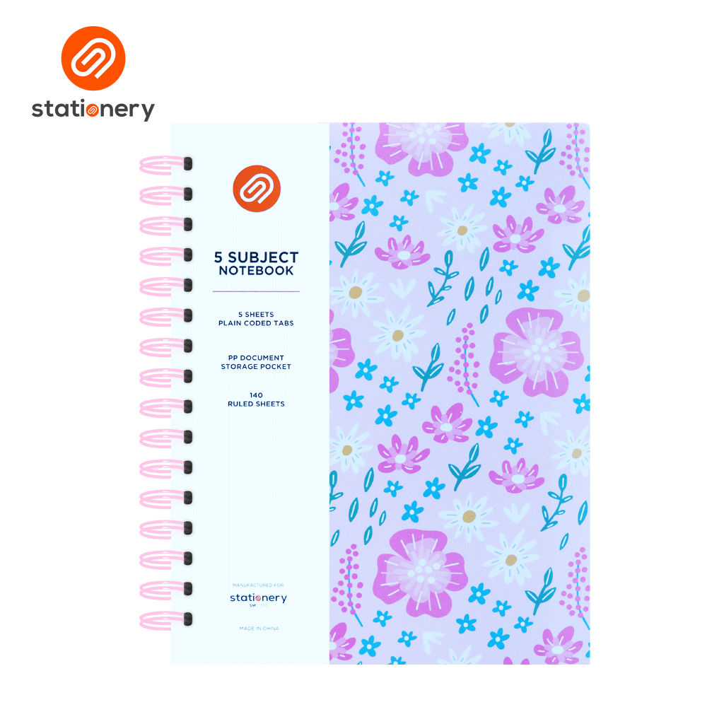 5 Subject Notebook PP with Pouch - Floral-zoom-7