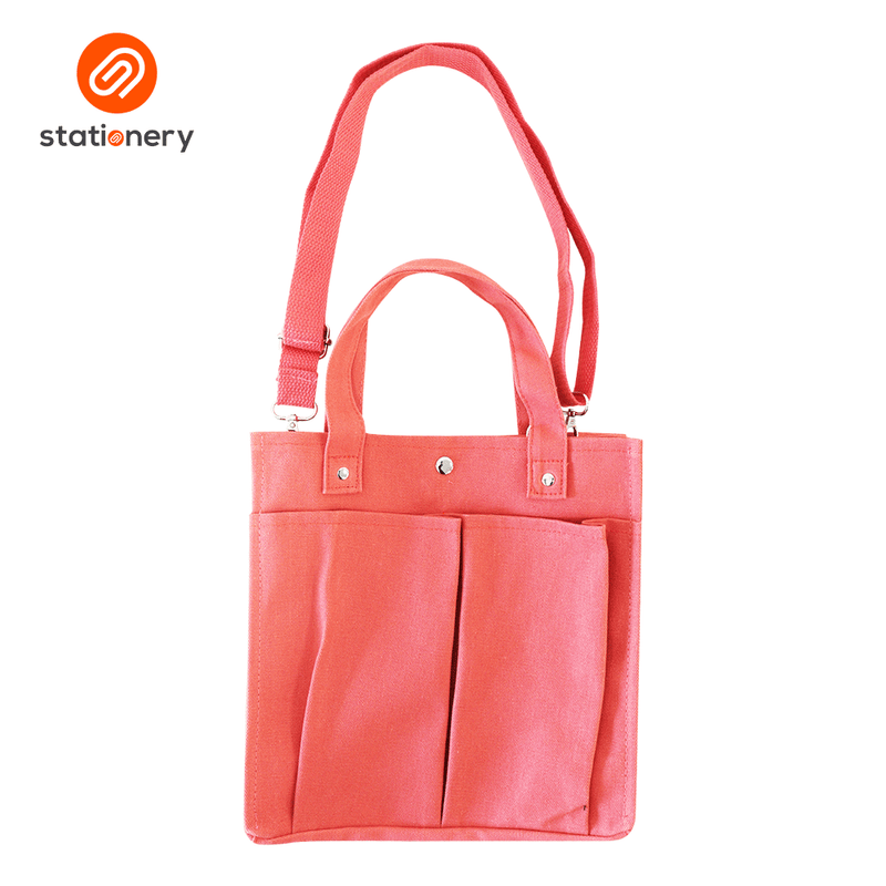 Tote Bag Two Front Pocket with Strap - Medium (25x10x25cm)-zoom-