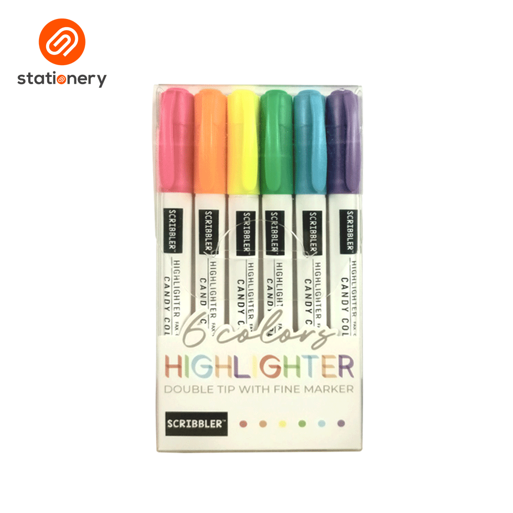Scribbler Highlighter Dual Tip with Fine Marker - 6pcs Set-2
