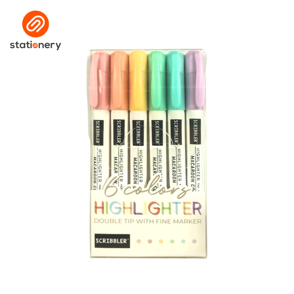 Scribbler Highlighter Dual Tip with Fine Marker - 6pcs Set-1