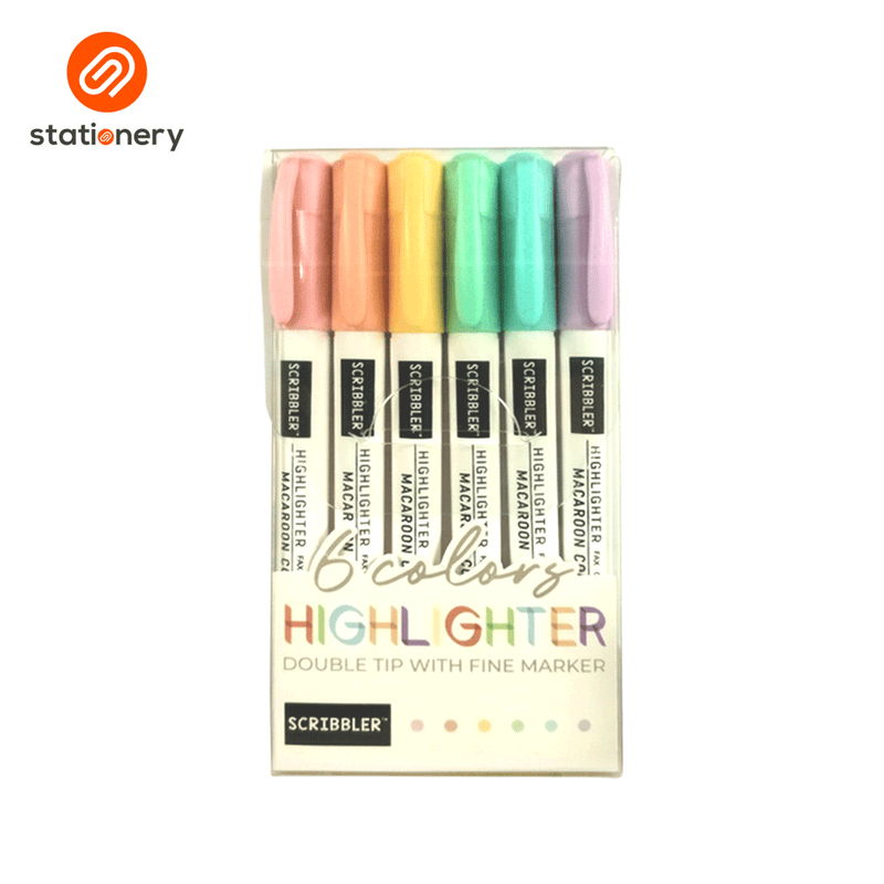 Scribbler Highlighter Dual Tip with Fine Marker - 6pcs Set-zoom-