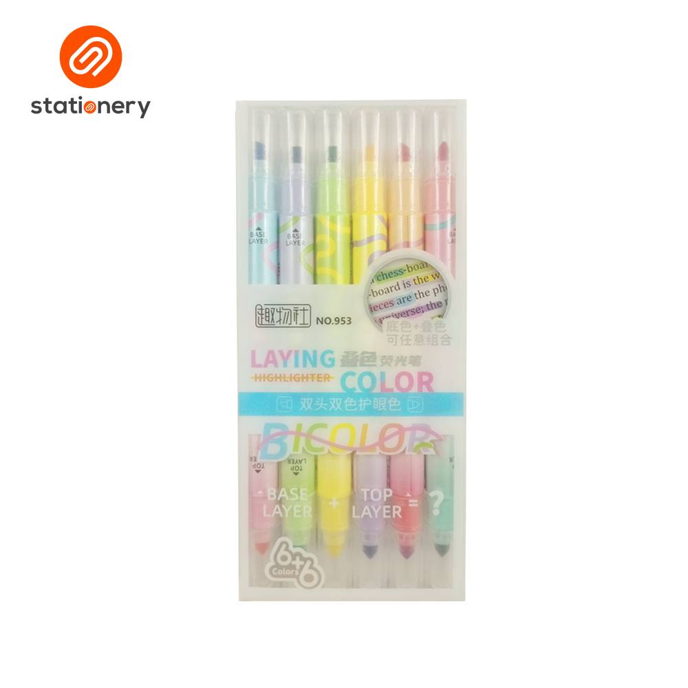 Bicolor Dual Highlighter 6 Color Set - Laying Colors