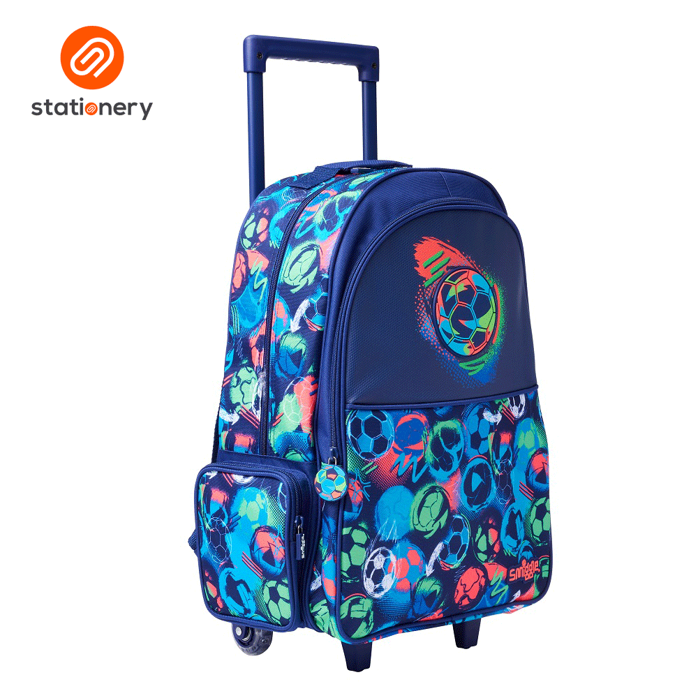 Smiggle Limitless Backpack Trolley With Light Up Wheels Navy SM Stationery