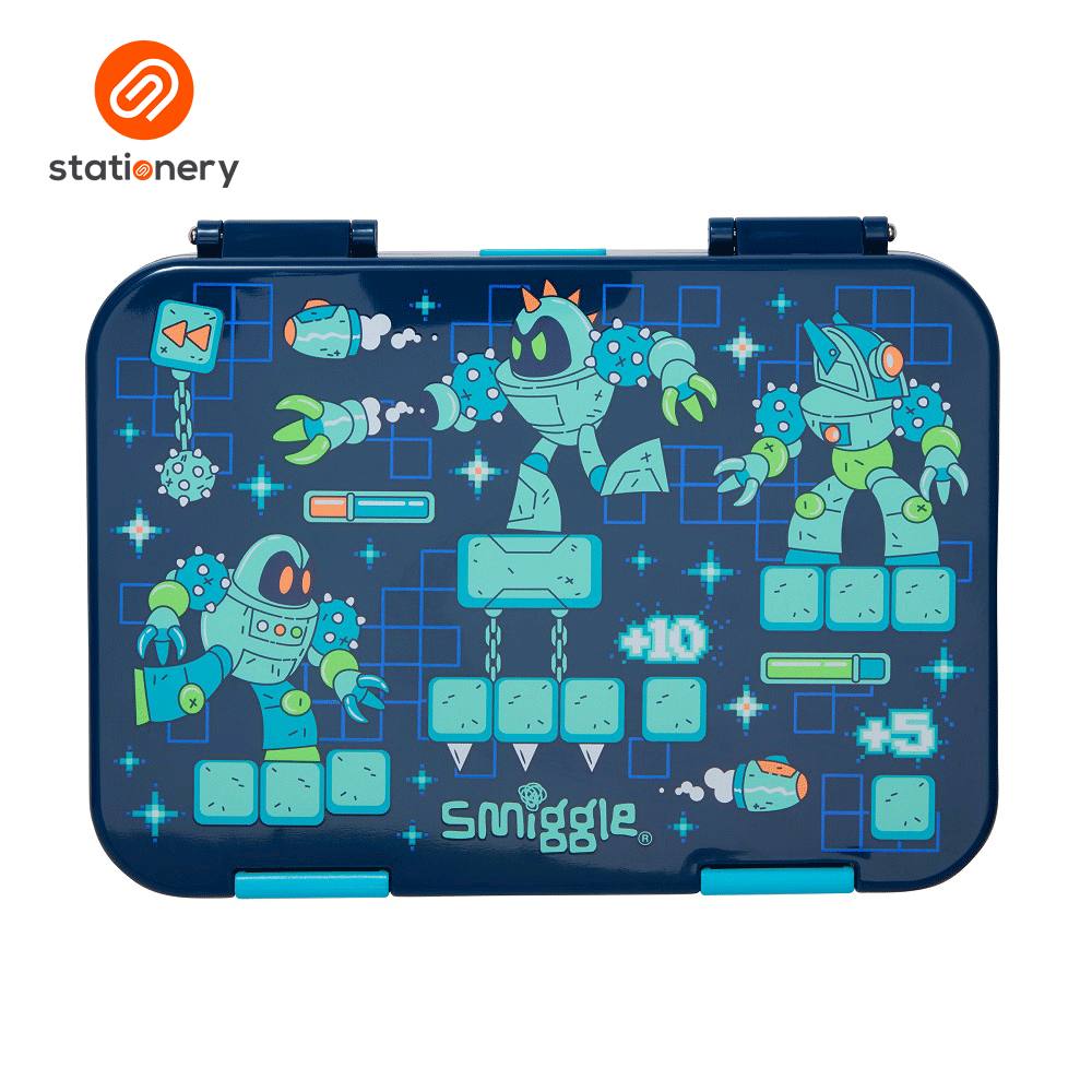 Smiggle Happy Tales Medium Happy Bento Lunchbox - Navy-zoom-1