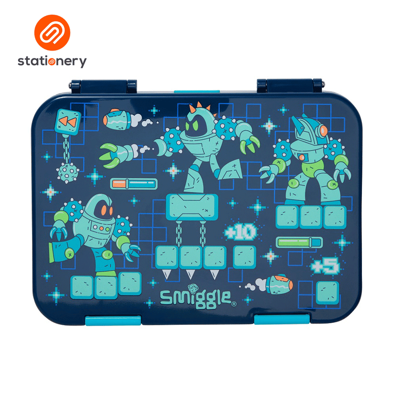Smiggle Happy Tales Medium Happy Bento Lunchbox - Navy-zoom-