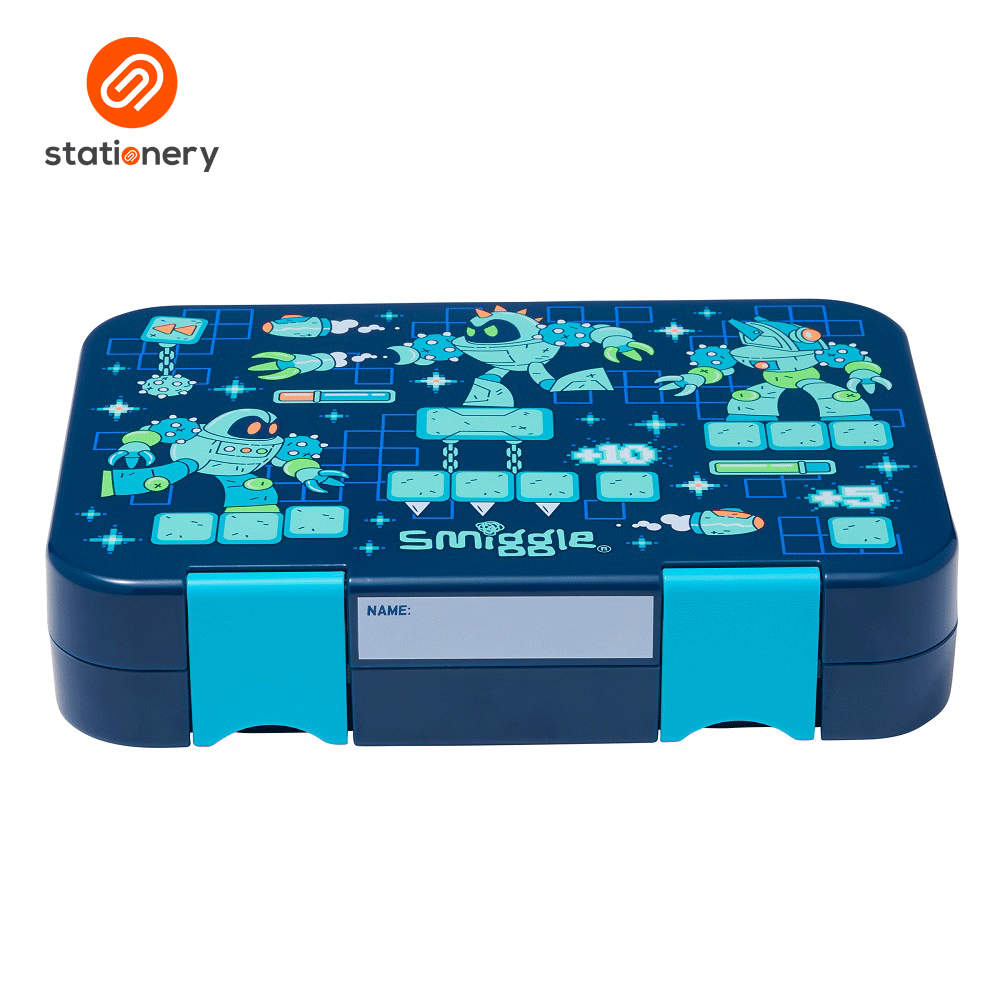 Smiggle Happy Tales Medium Happy Bento Lunchbox - Navy-zoom-2