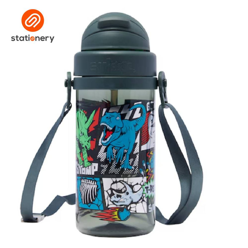 Smiggle Happy Tales Teeny Tiny Plastic Drink Bottle With Strap 400ml - Grey-zoom-
