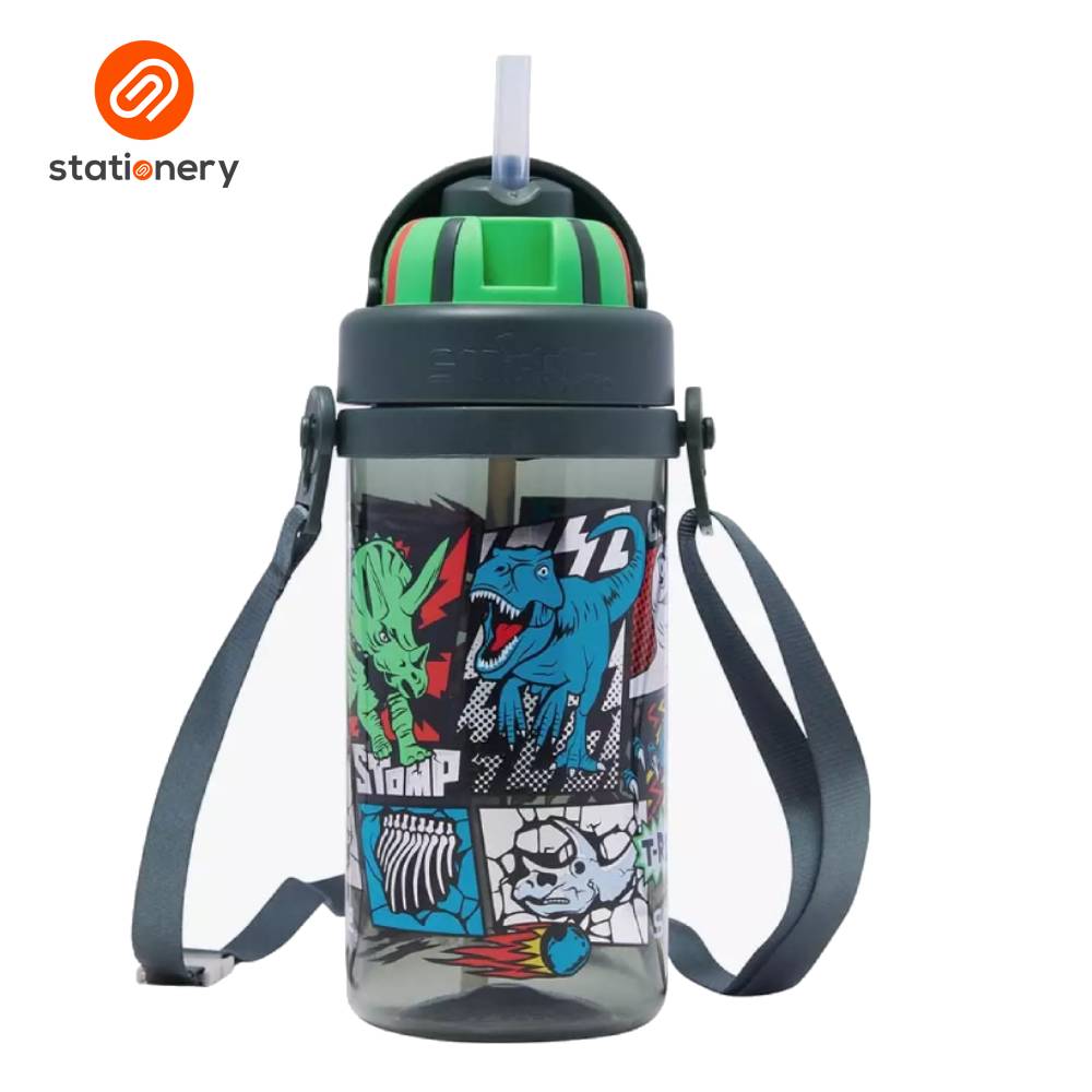 Smiggle Happy Tales Teeny Tiny Plastic Drink Bottle With Strap 400ml - Grey-zoom-2