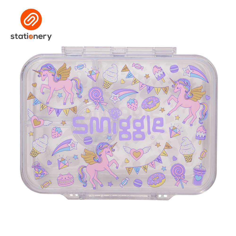 Smiggle Fun Fair Medium See Through Bento Lunchbox - Lilac-zoom-1