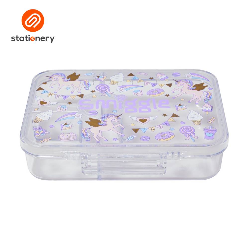 Smiggle Fun Fair Medium See Through Bento Lunchbox - Lilac-zoom-2
