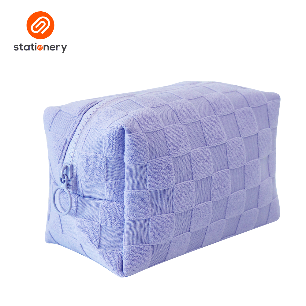 Textured Checks Boxy Pouch-zoom-2