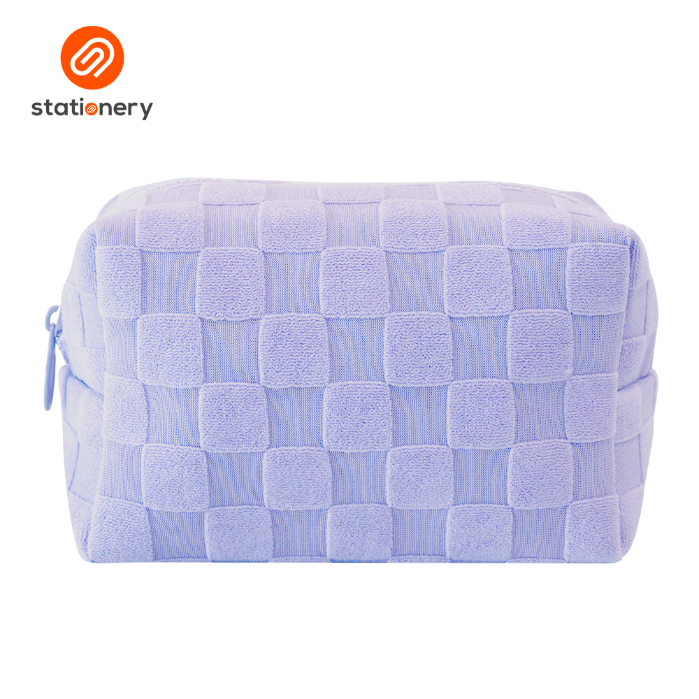 Textured Checks Boxy Pouch-4