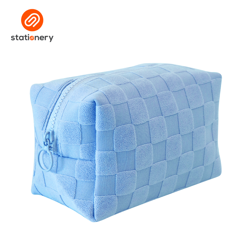 Textured Checks Boxy Pouch-zoom-