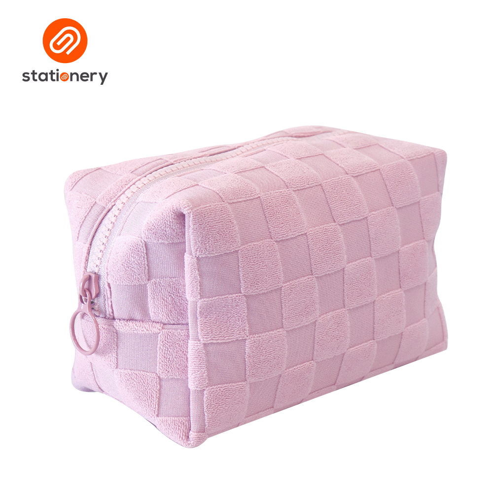 Textured Checks Boxy Pouch-3