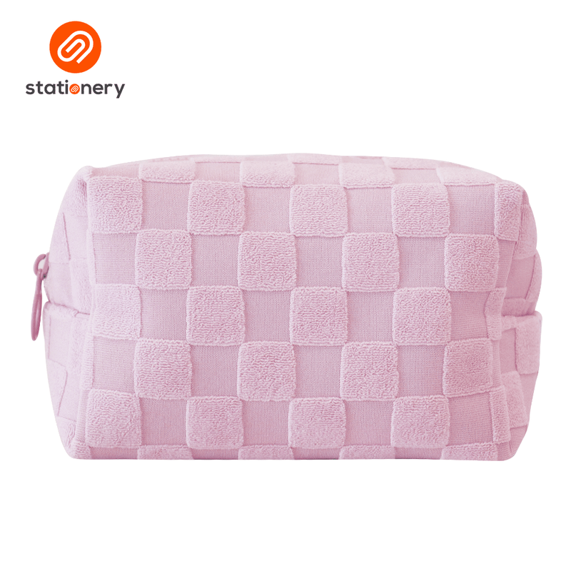 Textured Checks Boxy Pouch-zoom-