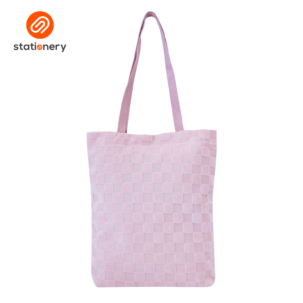 Textured Checks Tote Bag-3