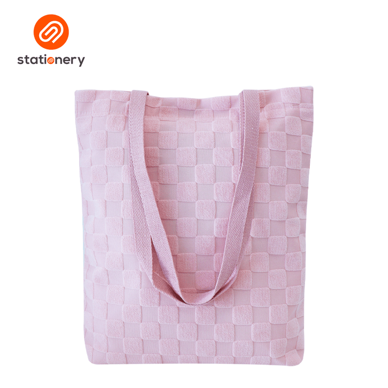 Textured Checks Tote Bag-zoom-