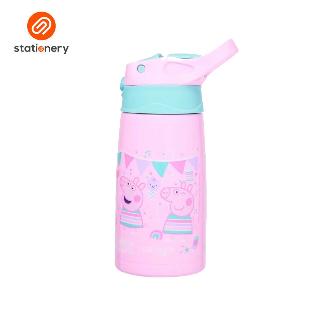 Smiggle Peppa Pig Junior Stainless Steel Flip Drink Bottle 400ml - Pink-1