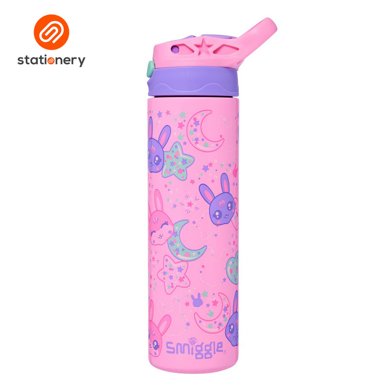 Smiggle All Stars Insulated Stainless Steel Flip Drink Bottle 520ml - Pink-zoom-