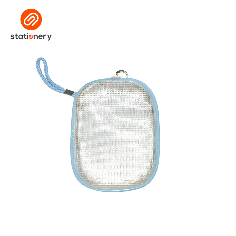 Clear Oblong Mesh Pouch with Colored Piping - 10.5x4x14cm-zoom-