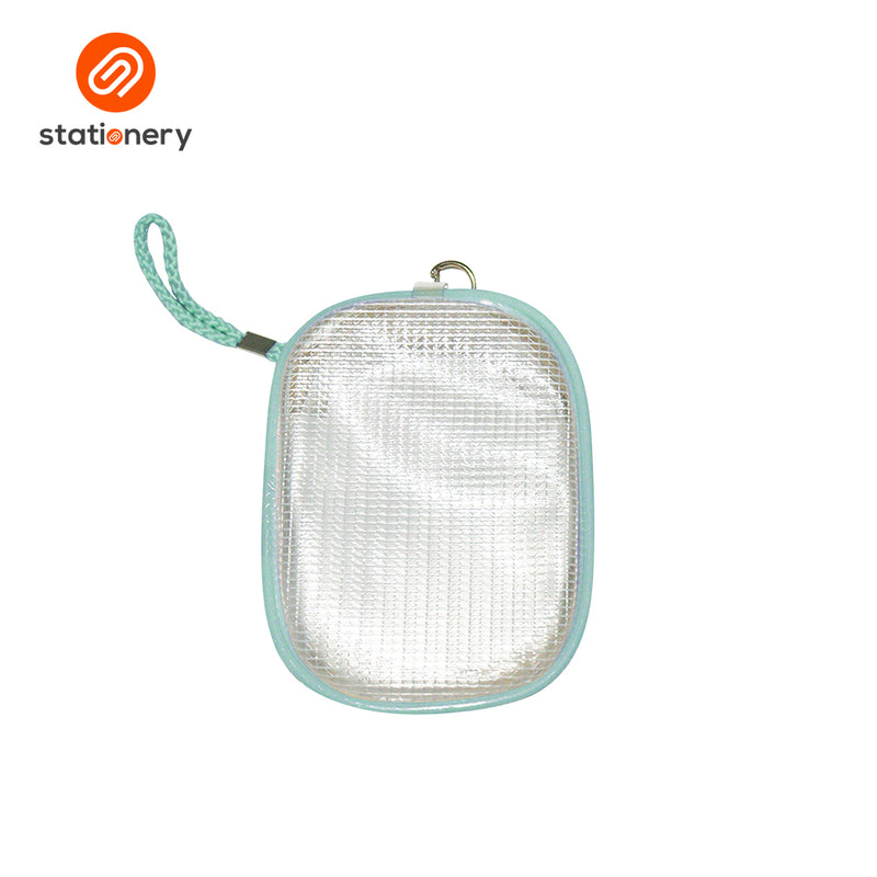 Clear Oblong Mesh Pouch with Colored Piping - 10.5x4x14cm-zoom-